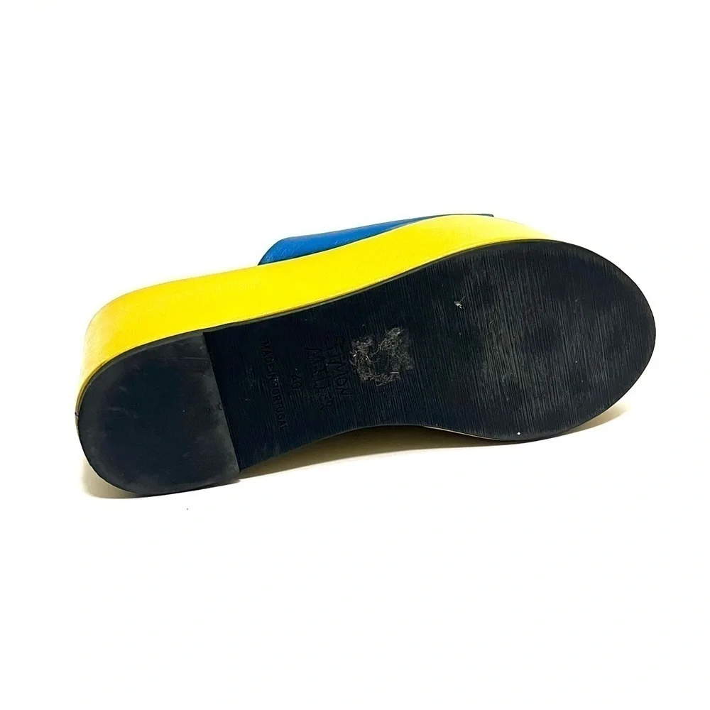 SIMON MILLER | Vintage Y2K colorblock vegan leather platform wedge sandals